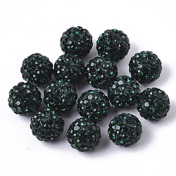 Polimero di argilla fatti a mano strass perline, mezzo forato perle, tondo, smeraldo, PP11 (1.7~1.8mm), 6 file di strass, 8mm, mezzo buco: 1 mm