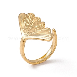 Placcatura ionica (ip) 304 anello per bracciale da donna a forma di conchiglia in acciaio inossidabile, vero placcato oro 18k, misura degli stati uniti 6 1/4 (16.7mm)