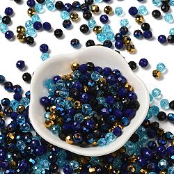 Filo di perline in vetro, sfaccettato, rondelle, blu medio, 6x5mm, Foro: 1 mm, circa 280pcs/60g