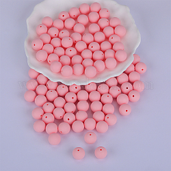 Perline focali rotonde in silicone, masticare perline per i denti, fare collane fai-da-te fai-da-te, roso, 15mm, Foro: 2 mm