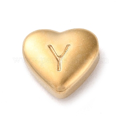 Perles en 201 acier inoxydable, or, cœur, Lettre Y, 7x8x3.5mm, Trou: 1.5mm
