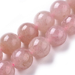 Chapelets de perles aux fraises en quartz naturel, grade AB, ronde, 8mm, Trou: 1mm, Environ 49 pcs/chapelet, 15.3~15.5 pouce (39~39.5 cm)