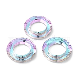 Verbindungsringe aus galvanisiertem Glas, Kristall kosmischer Ring, Prismenring, facettiert, zurück vernickelt, runden Ring, Violett, 30x6.5 mm, Innendurchmesser: 17 mm