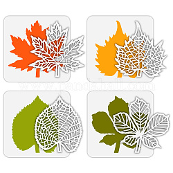 4 Stück 4 Stile Pflanzenthema Haustier aushöhlen Zeichnung Malschablonen, für DIY Sammelalbum, Fotoalbum, Blatt, 150x150 mm, 1pc / style