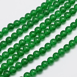 Natürliche und gefärbte Perle Malaysia Jade Stränge, Runde, grün, 6 mm, Bohrung: 0.8 mm, ca. 64 Stk. / Strang, 15 Zoll