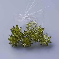 Стеклянные бусины тканые, цветок / бенгальский, изготовлен из конских глазных чар, оливковый, 13 мм