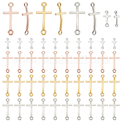 PH PandaHall 48pcs Cross Pendant Links, 4 Style Cross Charms Double Loop Cross Links Alloy Connector Charms for Easter Christmas DIY Bracelet Necklace Jewelry Making Craft Party Favors