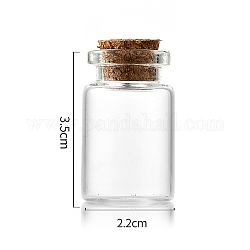Botella de vidrio, con tapón de corcho, deseando botella, columna, Claro, 2.2x3.5 cm, capacidad: 7ml (0.24fl. oz)