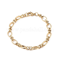 Placcatura ionica (ip) 304 bracciale da donna con fiocco in acciaio inossidabile e catena a maglie ovali, oro, 7-1/2 pollice (19.1 cm)