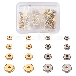 304 Edelstahl-Abstandhalter-Perlen, Flachrund, goldenen und Edelstahl Farbe, 4~8x1.2~2.5 mm, Bohrung: 1.2~1.8 mm, 120 Stück / Karton
