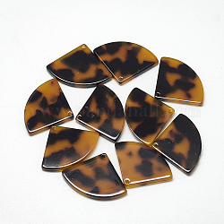 Pendentifs en acétate de cellulose (résine), motif écaille de tortue, fan, verge d'or, 21.5x29x2.5mm, Trou: 1mm
