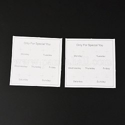 Papier Schmuckgrafikkarten, für Ohrringanzeige, Quadrat mit Woche, weiß, 7.3x7.3x0.05 cm, zu 100 PC / Beutel