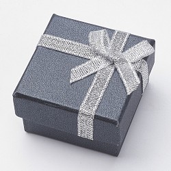 Boîtes en carton, avec bowknot, carrée, noir, 5x5x3.1 cm