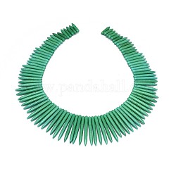 Synthetische türkisfarbene, abgestufte Spike-Perlenstränge, Stoßzahn Form, grün, 20~49x4.5~5 mm, Bohrung: 1.2 mm, ca. 99 Stk. / Strang, 16.9~17.7 Zoll (43~45 cm)
