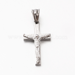Tema de Pascua para hombre 201 crucifijo de acero inoxidable colgantes cruzados, color acero inoxidable, 26x15x5mm, agujero: 5x6 mm