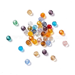 Perles d'imitation cristal autrichien, grade AAA, facetté (32 facettes), ronde, couleur mixte, 4mm, Trou: 0.7~0.9mm