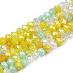 Chapelets de perles en verre opaques, imitation verre de jade, facettes rondelle, or, 3x2mm, Trou: 0.8mm, Environ 186~193 pcs/chapelet, 17.13 pouce ~ 17.32 pouces (43.5 cm ~ 44 cm)