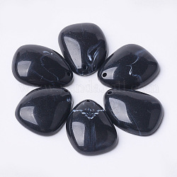 Pendentifs acryliques, style de pierres fines imitation, noir, 30x23x7mm, Trou: 1.8mm, environ 153 pcs/500 g