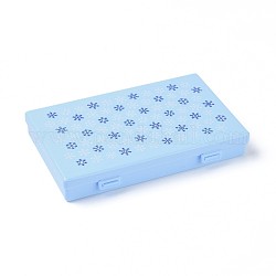 Imprimer des boîtes en plastique, récipients de stockage de talon, avec motif de flocon de neige, rectangle, lumière bleu ciel, 17.5x11.2x2.7 cm