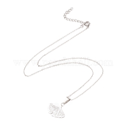 304 Stainless Steel Necklaces, with Leaf Pendant, for Women, Platinum, 47cm