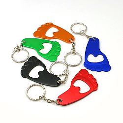 Aluminum Alloy Bottle Openners, with Iron Rings, Foot, Mixed Color, 109mm