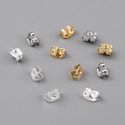 Brass Friction Ear Nuts, Ear Locking Earring Backs for Post Stud Earrings, with 3 Holes, Mixed Color, 6x4.5x3.5mm, Hole: 1mm
