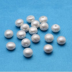 Grado aa perle d'acqua dolce coltivate naturali, foro mezzo forato, mezzo tondo, bianco, 8~8.5x4~7mm, Foro: 1 mm