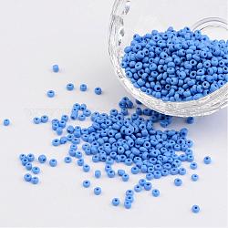 12/0 colori opachi seme di vetro borda rotonda, blu fiordaliso, misura:circa2mm di diametro, foro:1mm, circa 3303pcs/50g