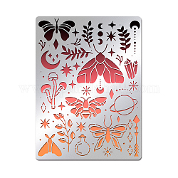 Stencil di falene magiche benecreat, Stencil per modelli di foglie di funghi farfalla per incidere legno e motivi, lettering, stencil per diari in acciaio inossidabile, 5.5x7.5