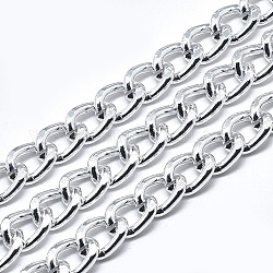 Aluminium Curb Chains, with Spool, Unwelded, Silver, 12x9x2mm, about 65.61 Feet(20m)/roll