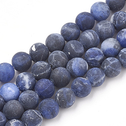 Natural Sodalite Beads Strands, Frosted, Grade A, Round, 6mm, Hole: 1mm, about 63pcs/strand, 15.5 inch