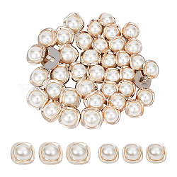 Nbeads 40 Stück 2 Größen quadratische Perlenknöpfe, 1-Loch-Ösenknopf aus Kunststoff mit Imitationsperle, weiß, zum Nähen, Basteln, Dekoration für DIY, Scrapbooking, Kleidung, Ankleiden, Verzierungen