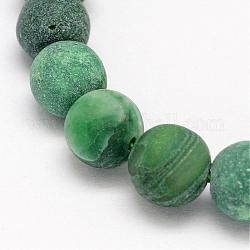 Jade africain naturelle chapelets de perles rondes, mat, 8mm, Trou: 1mm, Environ 48 pcs/chapelet, 15.5 pouce