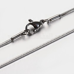 304 colliers chaîne serpent carré en acier inoxydable, avec fermoirs mousquetons, couleur inoxydable, 15.7 pouce (39.9 cm), 0.9mm