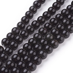 Natürlichen Obsidian Perlen Stränge, Runde, Klasse AA, schwarz und bunt, 6 mm