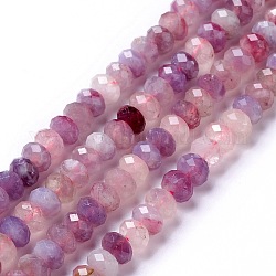 Perles de tourmaline fleurs de prunier naturel brins, facette, rondelle, 5x3.5mm, Trou: 0.9mm, Environ 106~107 pcs/chapelet, 15.35~15.55 pouce (39~39.5 cm)