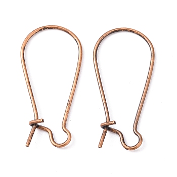Jewelry Findings, Iron Hoop Earrings Findings Kidney Ear Wires, Nickel Free, Red Copper, 25x12mm