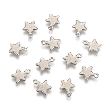 304 charms in acciaio inox, stella, colore acciaio inossidabile, 10x8x0.7mm, Foro: 1 mm