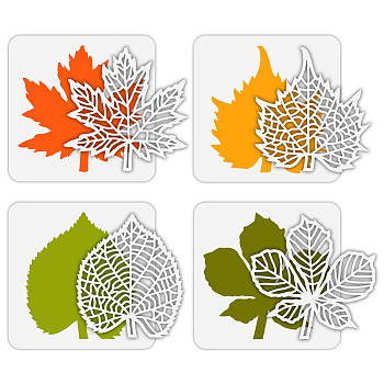 FINGERINSPIRE 4 Pcs Layered Leaves Stencil 5.9x5.9 inch Detachable Leaves Painting Stencil Plastic Maple Leaf Skull Leaf Patterns Stencil Reusable DIY and Art Craft Stencils for Painting Home Decor DIY-WH0394-0148