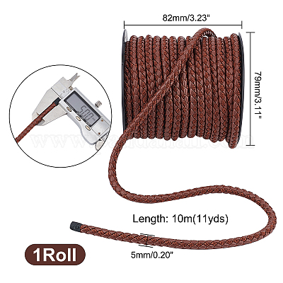  5 Yards 4mm Braided Leather Cord Round Leather Strap for  Bracelet Making Bolo Tie Distressed Brown