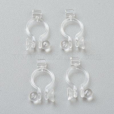 Plastic Clip-on Earring Findings, for Non-pierced Ears, Clear