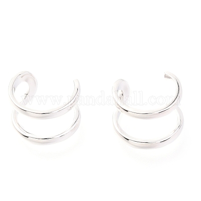 Pendientes de puño de plata de ley chapados en rodio antideslustre de 925 pieza&nbsp;EJEW-H124-11P-1