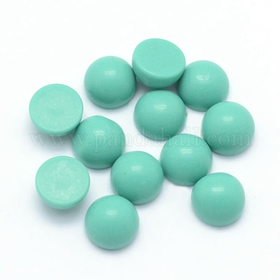 Synthetische grüne Türkis Cabochons&nbsp;G-P393-R09-4mm-1