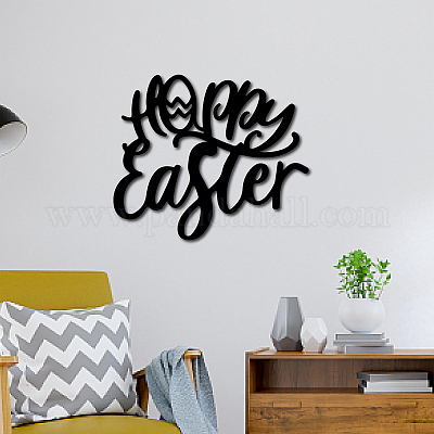 Creatcabin buona pasqua cartello in legno decorazione della parete in legno  arte taglio laser nero artigianale