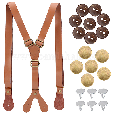 Wholesale SUPERFINDINGS 1pc Gneuine Leather Suspenders Wide Button