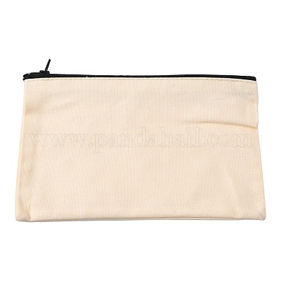 Blank DIY Craft Bag Canvas Pencil Pouch, with Black Zipper, Cosmetic Bag  Multipurpose Travel Toiletry Pouch, Floral White, 12.2x20.3cm