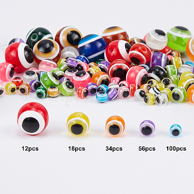 100pcs / Box Fish Eye Fishing Beads 6mm 8mm Mixed Color Fishing Beads Kit