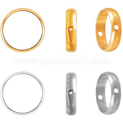 PH PandaHall 40pcs 2 Colors Round Bead Frame 10mm Metal Circle Frame Connectors Brass Spacers Beads for Beading Earring Bracelet Necklace Jewelry Making (Golden & Platinum) KK-PH0035-56-1