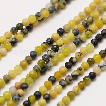 Fili di perline rotonde giallo turchese (diaspro) di pietre preziose naturali G-A130-2mm-L01-1