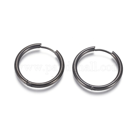 304 Stainless Steel Huggie Hoop Earrings EJEW-F111B-25mm-B-1